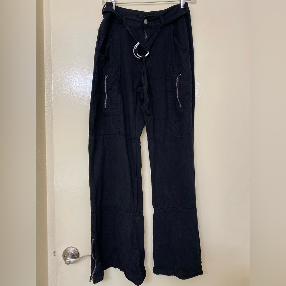 Black Utility Wide Leg Belted Pants - Picture 2 of 5